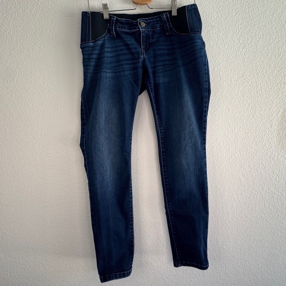 Isabel Maternity Ingrid & Isabel Skinny Jeans‎ Dark Wash Side Panel Blue Size 4